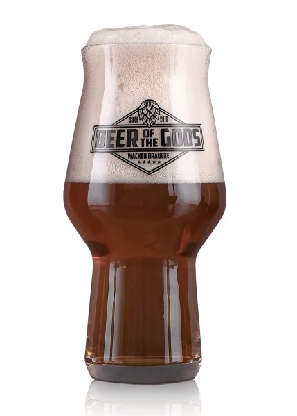 Das Wacken Brauerei Bierglas 'Beer of the Gods' zeigt ein robustes, elegantes Design. Perfekt für Craft Bier-Liebhaber, macht sein einzigartiger, kräftiger Stil es ideal für jede Bierverkostung.